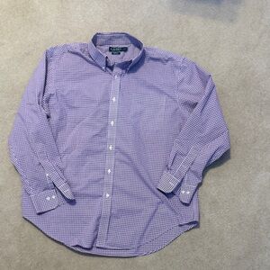 Lauren Ralph Lauren Men's Purple Check Shirt classic fit no iron